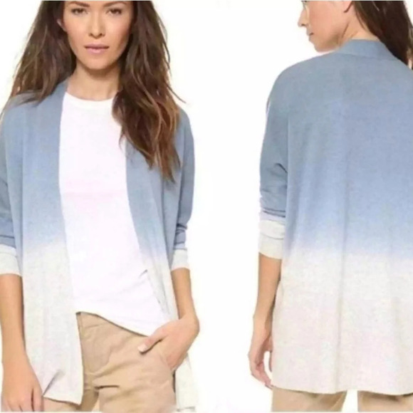 Vince Ombre Dip Dye Cashmere Wool Open Cardigan Coastal Boho Balletcore - Picture 7 of 7